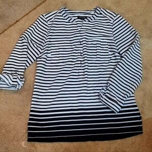 Black and White Striped Blouse notations sz small